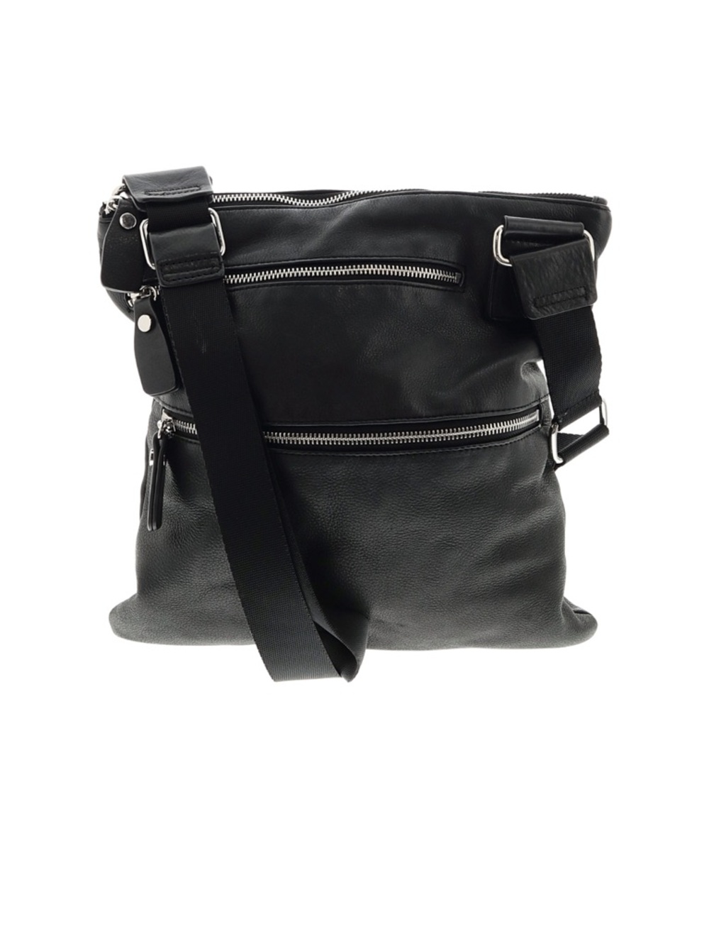 Margot Genuine Leather Black Crossbody Bag multi zip minimalist everyday purse